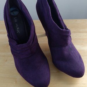 Liliana Purple Suede Booties